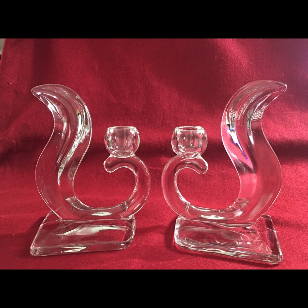 Candle Holders - Glass Art Noveau